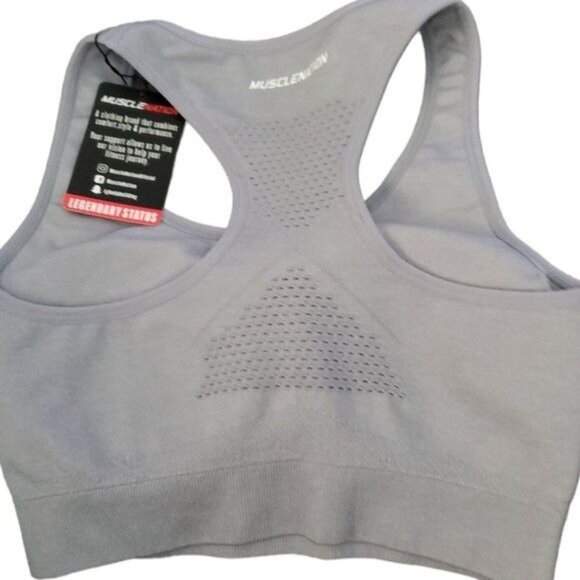NWT Set of 2 Muscle Nation Sports Bra Both Size XS Grey Running Workout - Picture 3 of 6